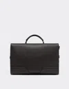 Ferrari Grained Leather Duffle Bag In Dark Brown