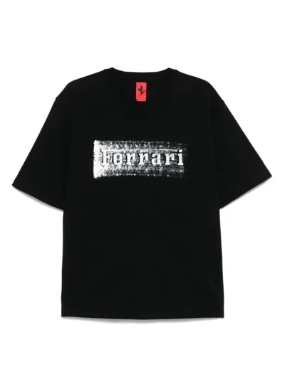 Ferrari Graphic Print Black Cotton T-shirt