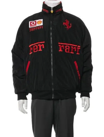 Pre-owned Ferrari Graphic Print Bomber Jacket In Black