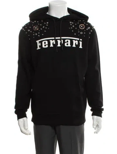 Pre-owned Ferrari Graphic Print Crew Neck Hoodie In Black
