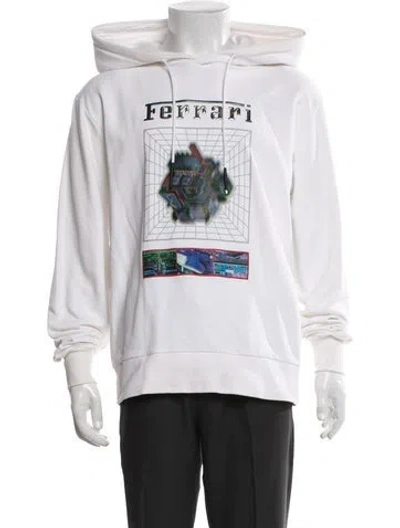Pre-owned Ferrari Graphic Print Crew Neck Hoodie In White