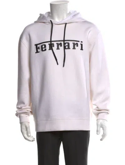 Pre-owned Ferrari Graphic Print Crew Neck Hoodie In White