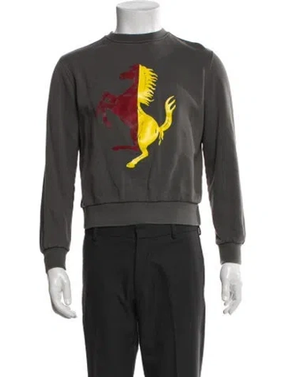 Pre-owned Ferrari Graphic Print Crew Neck Pullover In Gray