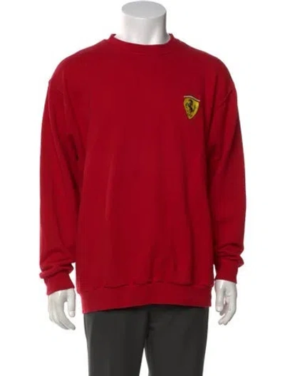 Pre-owned Ferrari Graphic Print Crew Neck Sweatshirt In Red