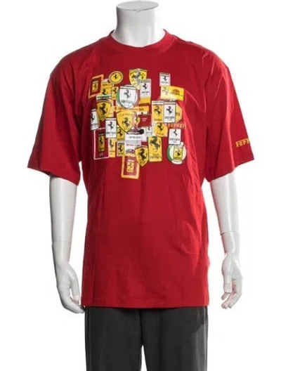 Pre-owned Ferrari Graphic Print Crew Neck T-shirt W/ Tags In Red