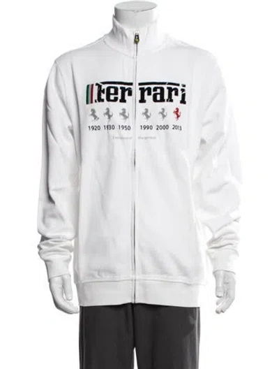 Pre-owned Ferrari Graphic Print Mock Neck Cardigan W/ Tags In Neutrals