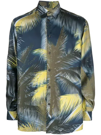 Ferrari Graphic-print Silk Shirt In Blue