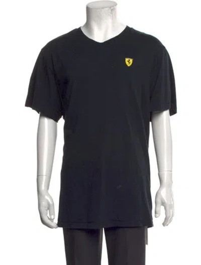 Pre-owned Ferrari Graphic Print V-neck T-shirt In Black