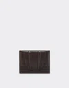 Ferrari Gt  Brushed Leather Card Holder With Livery Motif In Dark Brown