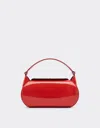 Ferrari Handbag In Glossy Brushed Leather In Rosso Dino