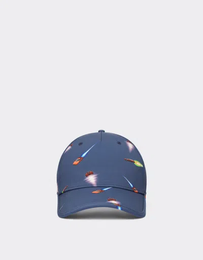 Ferrari Hat With  Cars Print In Teal