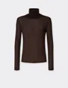 Ferrari High-neck Jersey Top In Brown