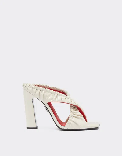 Ferrari High Sandals In Patent Leather In Ecru