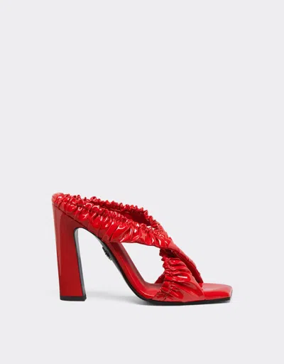 Ferrari High Sandals In Patent Leather In Rosso Dino
