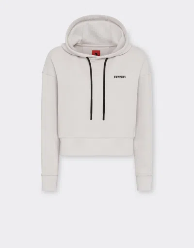 Ferrari Hooded Sweatshirt With  Logo In Ecru