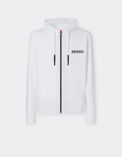 Ferrari Kids'  Hooded Sweatshirt With  Logo In Optical White