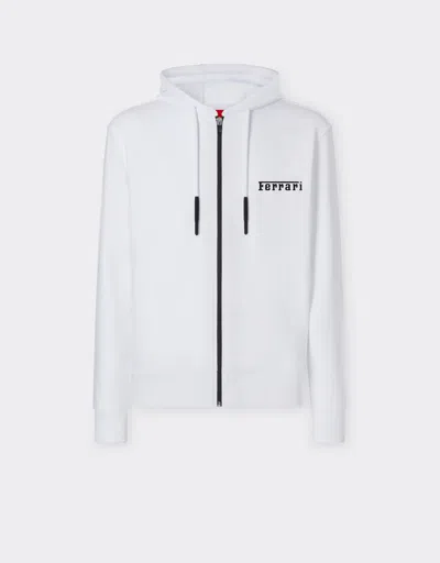 Ferrari Hooded Sweatshirt With  Logo In Optical White