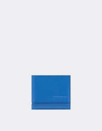 Ferrari Horizontal Wallet In Smooth Nappa Leather In Klein Blue