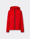 Ferrari Jacket In Technical Fabric With Hood And  Shield Detail In Rosso Corsa