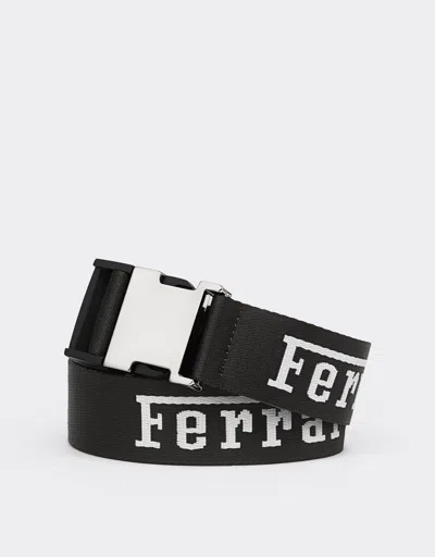 Ferrari Jacquard Belt With  Logo In Black