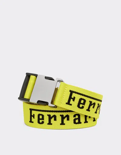 Ferrari Kids'  Jacquard Belt With  Logo In Yellow