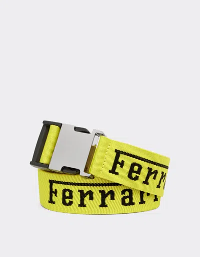 Ferrari Jacquard Belt With  Logo In Yellow