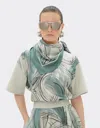 Ferrari Jacquard Silk Foulard With Brushed Print In Ecru