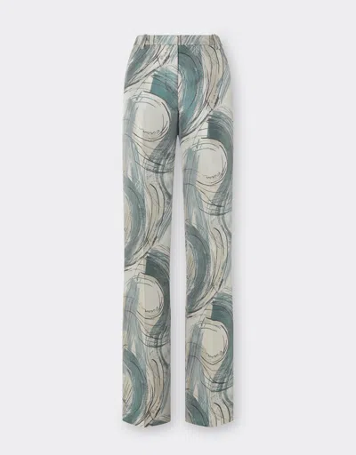 Ferrari Jacquard Trousers With Brushed Motif In Ecru