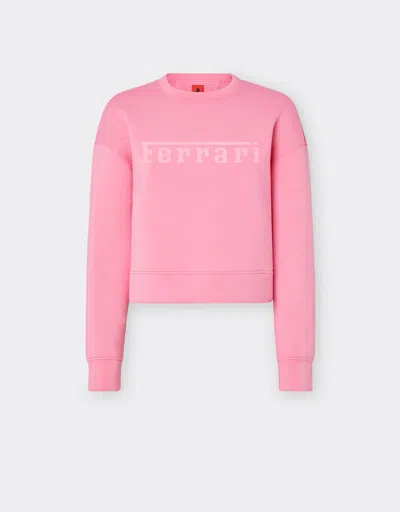Ferrari Kids'  Jumper With Contrast  Maxi Lettering In Peony