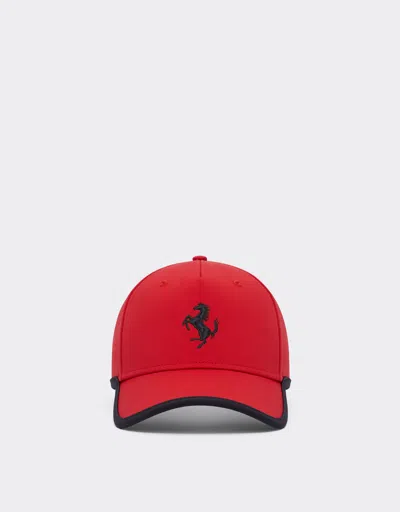 Ferrari Junior Baseball Hat With Prancing Horse Detail In Rosso Corsa