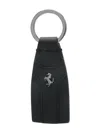 Ferrari Logo Keychain Featuring Metal Ring In Black