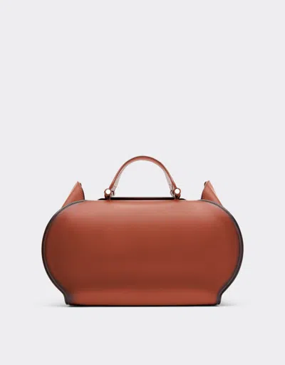 Ferrari La  Dino Bowling Bag In Gradient Leather In Brown
