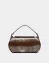 Ferrari La  Dino Top Handle Bag In Abraded Leather In Silver