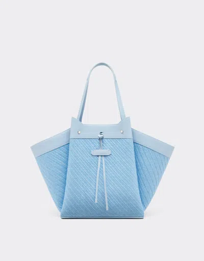 Ferrari Large  Raffia And Leather Tote Bag In Blue