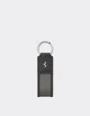 Ferrari Leather And Carbon Fiber Keychain In Black