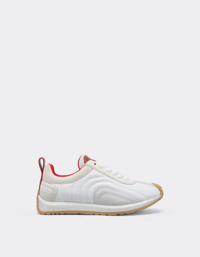 Ferrari Leather And Suede Running Sneakers In White