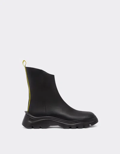 Ferrari Leather Ankle Boots In Black
