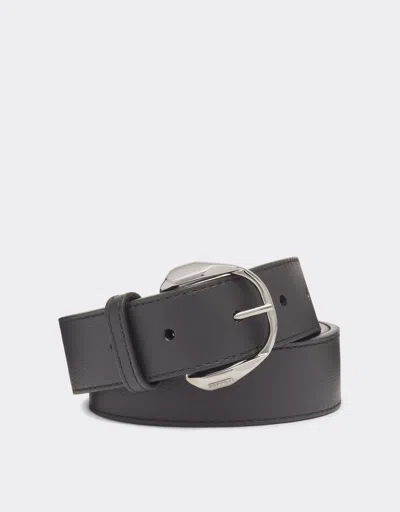 Ferrari Leather Belt With Prancing Horse Detail In Black