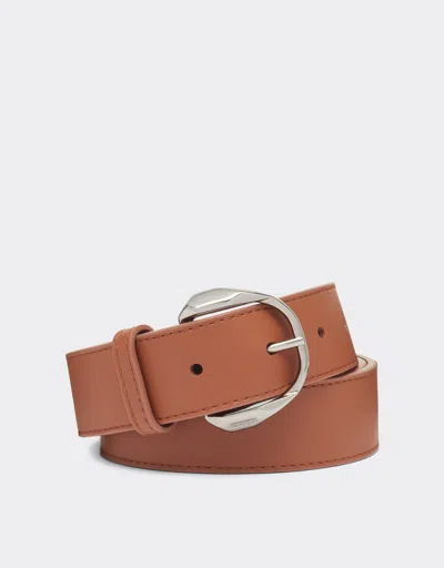 Ferrari Leather Belt With Prancing Horse Detail In Brown