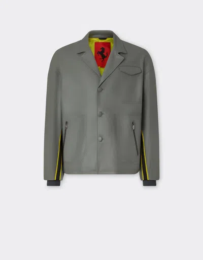 Ferrari Leather Blouson Jacket With 3d Taping In Ingrid