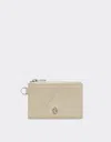 Ferrari Leather Card Case With Diagonal Topstitching And Zipper In Gray
