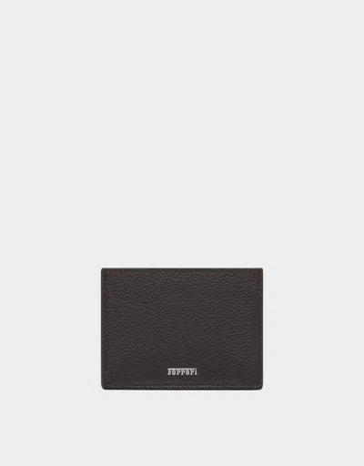 Ferrari Leather Card Holder In Brown