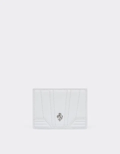 Ferrari Leather Card Holder In Optical White