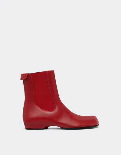 Ferrari Leather Chelsea Boots With Patches In Red