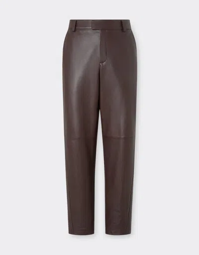 Ferrari Leather Chino Pants In Brown