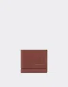 Ferrari Leather Folding Wallet With Livery Pattern In Brown
