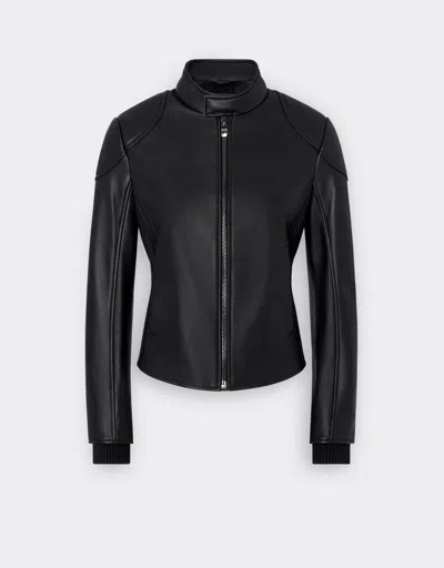 Ferrari Leather Jacket With Padded Shoulders In Black