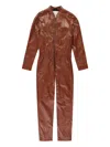 Ferrari Leather Jumpsuit In Brown