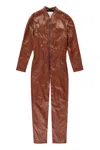 Ferrari Leather Jumpsuit In Brown