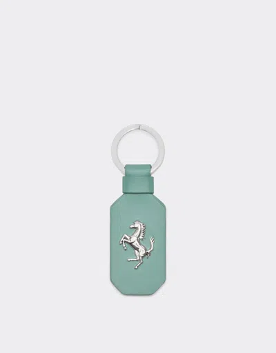 Ferrari Leather Keyring With Prancing Horse In Green